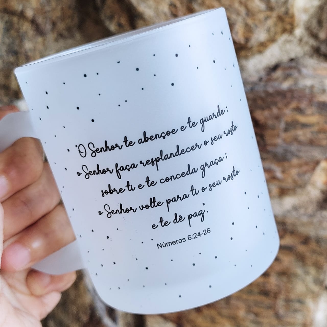 Caneca de Vidro Jateada Personalizada