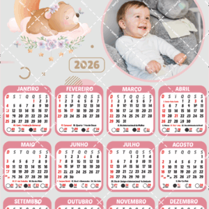 Calendário 2026 primeiro ano do bebê personalizado para editar