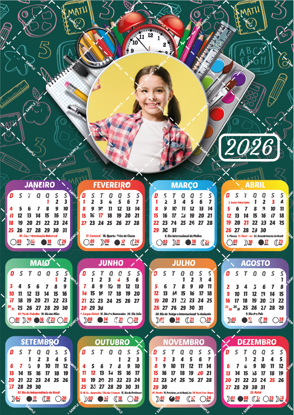 Calendário 2026 volta as aulas arquivo digital