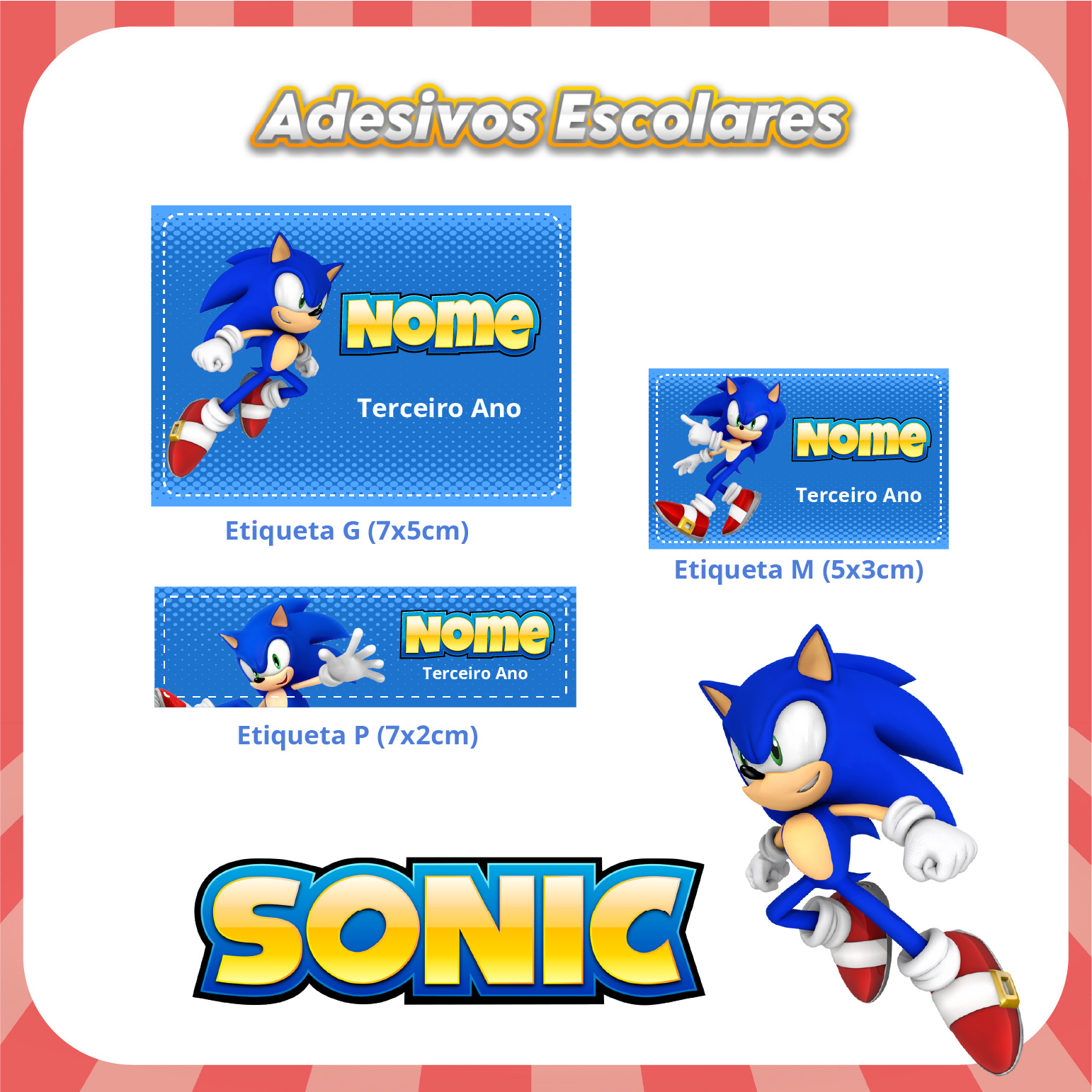 Capa etiquetas escolares Sonic.