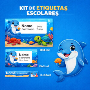 Etiqueta escolar mergulho azul